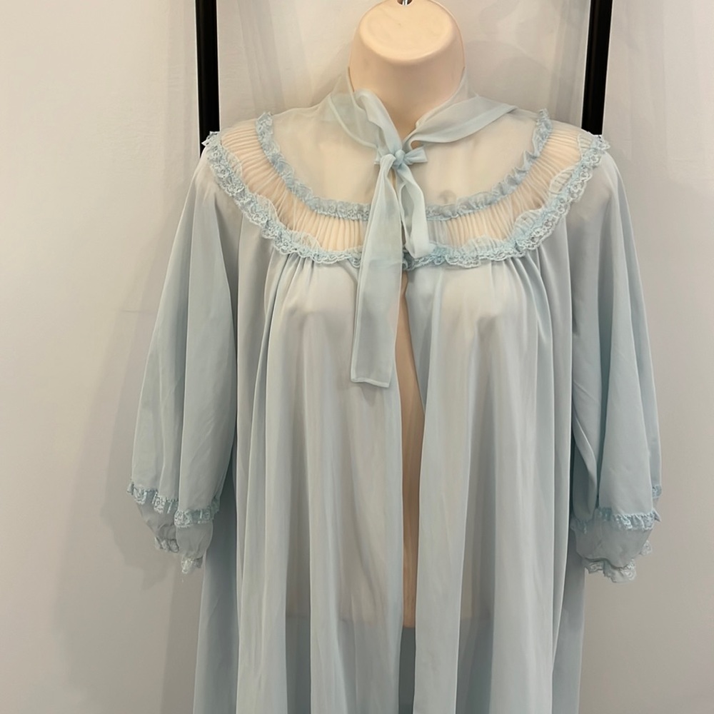 Vintage Shadow Line Robes Lace Bow 3/4 sleeve women size S